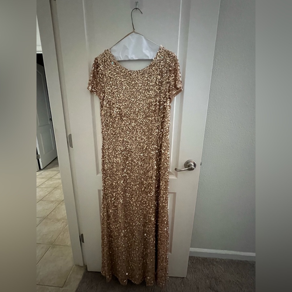 Adrianna Papell Gold Sequin Dress